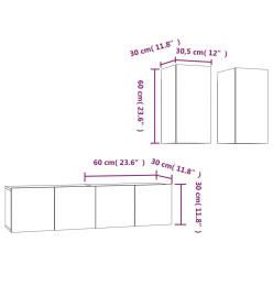 Ensemble de meubles TV 4 pcs Chêne fumé Bois d'ingénierie