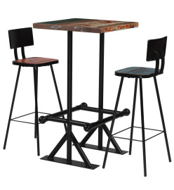 Mobilier de bar 3 pcs Bois de récupération massif Multicolore