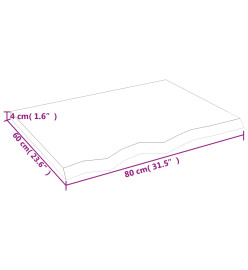 Dessus de table 80x60x4 cm bois de chêne massif non traité