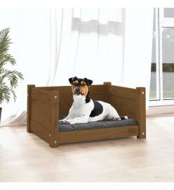 Lit pour chien Marron miel 55,5x45,5x28 cm Bois massif de pin