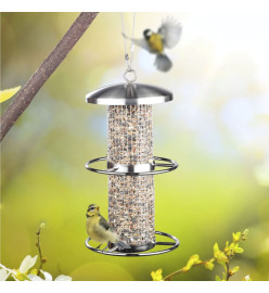 HI Station d'alimentation d'oiseaux suspendue 14x27,5 cm inox