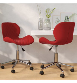 Chaises pivotantes salle à manger 2 pcs Rouge bordeaux Velours