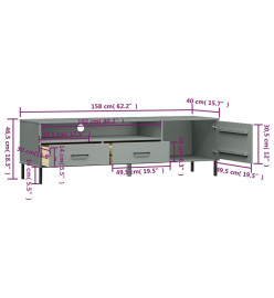 Meuble TV avec pieds en métal Gris Bois de pin massif OSLO