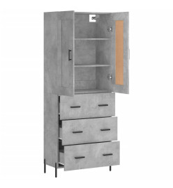 Buffet haut Gris béton 69,5x34x180 cm Bois d'ingénierie