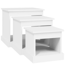 Tables gigognes 3 pcs blanc bois d'ingénierie