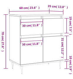 Buffet Sonoma gris 60x35x70 cm Bois d'ingénierie