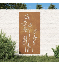 Décoration murale jardin 105x55 cm acier corten design bambou