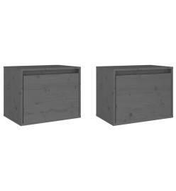 Armoires murales 2 pcs Gris 45x30x35 cm Bois de pin massif