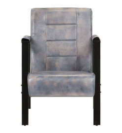 Fauteuil 60x80x87 cm Gris Cuir de chèvre véritable