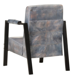 Fauteuil 60x80x87 cm Gris Cuir de chèvre véritable