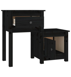 Tables de chevet 2 pcs Noir 79,5x38x65,5 cm Bois de pin massif