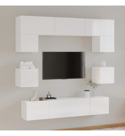 Ensemble de meubles TV 8 pcs Blanc brillant Bois d'ingénierie