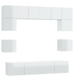 Ensemble de meubles TV 8 pcs Blanc brillant Bois d'ingénierie