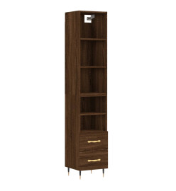 Buffet haut Chêne marron 34,5x34x180 cm Bois d'ingénierie