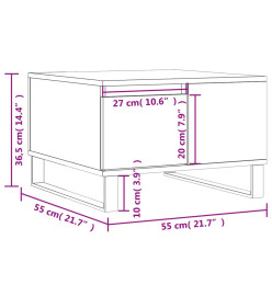 Table basse sonoma gris 55x55x36,5 cm bois d'ingénierie