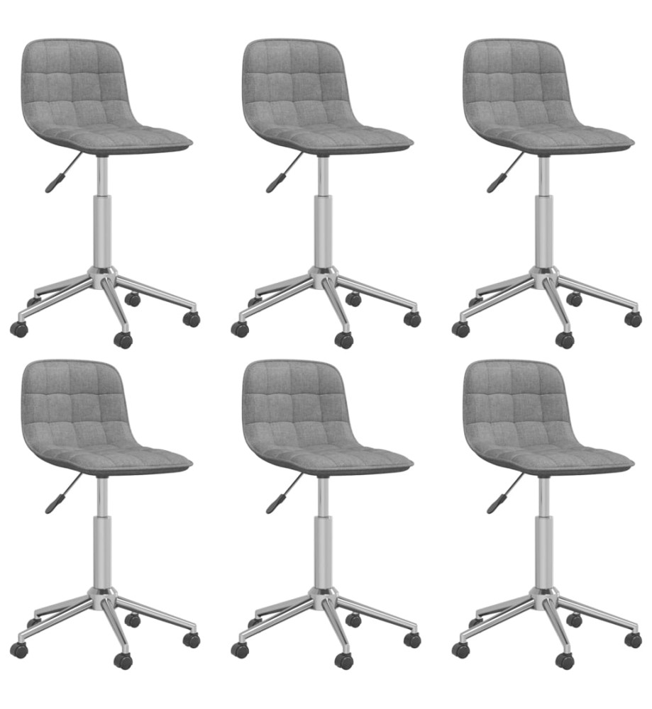 Chaises pivotantes à manger lot de 6 gris clair tissu