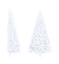 Sapin de Noël artificiel moitié avec support blanc 210 cm PVC