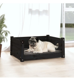 Lit pour chien Noir 65,5x50,5x28 cm Bois de pin solide