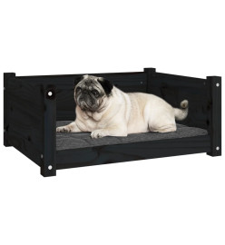 Lit pour chien Noir 65,5x50,5x28 cm Bois de pin solide