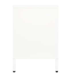 Meuble TV Blanc 105x35x52 cm Acier et verre