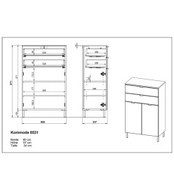 Germania Commode GW-Mauresa 34x60x97 cm Graphite et chêne Grandson