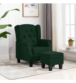 Fauteuil avec repose-pied Vert foncé Tissu