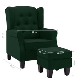 Fauteuil avec repose-pied Vert foncé Tissu