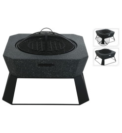 ProGarden Bol à feu avec grille carré 62x62x43,5 cm noir