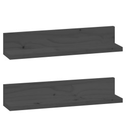 Étagères murales 2 pcs Gris 50x11x9 cm Bois de pin massif