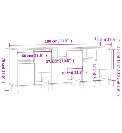 Buffets 3 pcs Blanc Bois d'ingénierie