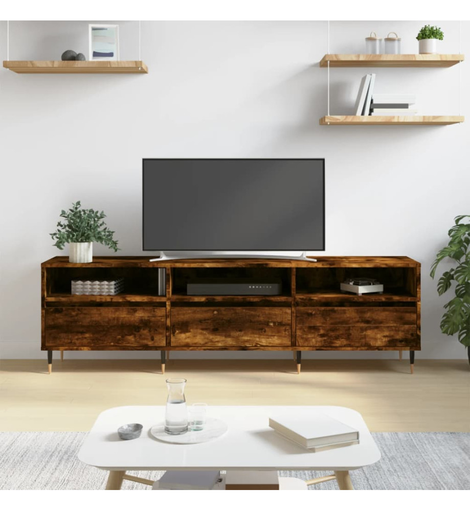 Meuble TV chêne fumé 150x30x44,5 cm bois d'ingénierie