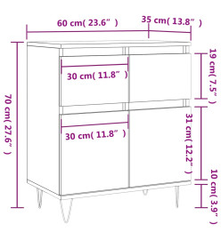 Buffet Chêne marron 60x35x70 cm Bois d'ingénierie