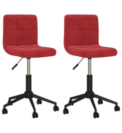 Chaises à manger pivotantes lot de 2 rouge bordeaux velours