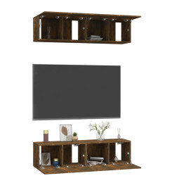 Meubles TV muraux 4 pcs Chêne fumé 60x30x30cm Bois d'ingénierie