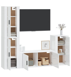 Ensemble de meubles TV 4 pcs Blanc brillant Bois d'ingénierie