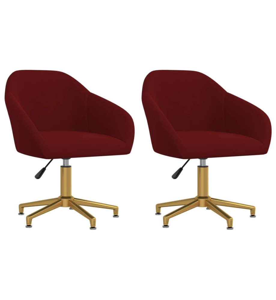 Chaises à manger pivotantes lot de 2 rouge bordeaux velours