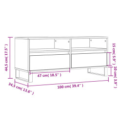 Meuble TV sonoma gris 100x34,5x44,5 cm bois d'ingénierie