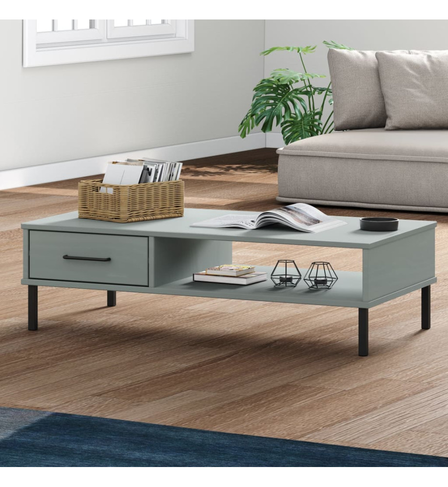 Table basse avec pieds en métal Gris Bois pin massif OSLO