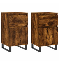 Buffets 2 pcs chêne fumé 40x35x70 cm bois d'ingénierie