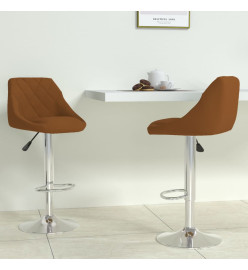 Tabourets de bar lot de 2 marron velours