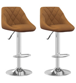 Tabourets de bar lot de 2 marron velours