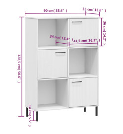 Bibliothèque avec pieds en métal Blanc 90x35x128,5 cm Bois OSLO