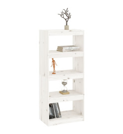 Bibliothèque/Séparateur de pièce Blanc 60x30x135,5cm Pin solide