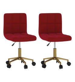 Chaises à manger pivotantes lot de 2 rouge bordeaux velours