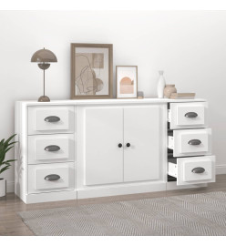 Buffets 3 pcs Blanc Bois d'ingénierie