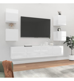 Ensemble de meubles TV 6 pcs Blanc brillant Bois d'ingénierie