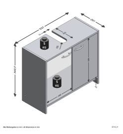 FMD Meuble de salle de bain sous évier 63,7x28,1x55 cm Blanc