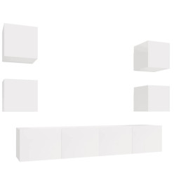 Ensemble de meubles TV 6 pcs Blanc brillant Bois d'ingénierie