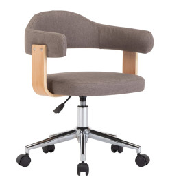 Chaise pivotante de bureau Taupe Bois courbé et tissu