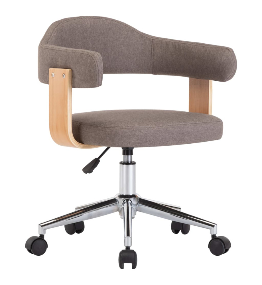 Chaise pivotante de bureau Taupe Bois courbé et tissu